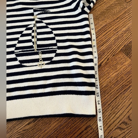 Kate Spade | Sailboat Striped Crewneck Sweater Navy White Sz S Nautical - Picture 7 of 9